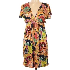 Karlie Paisley Deep V-neck Boho Kimono Midi Dress